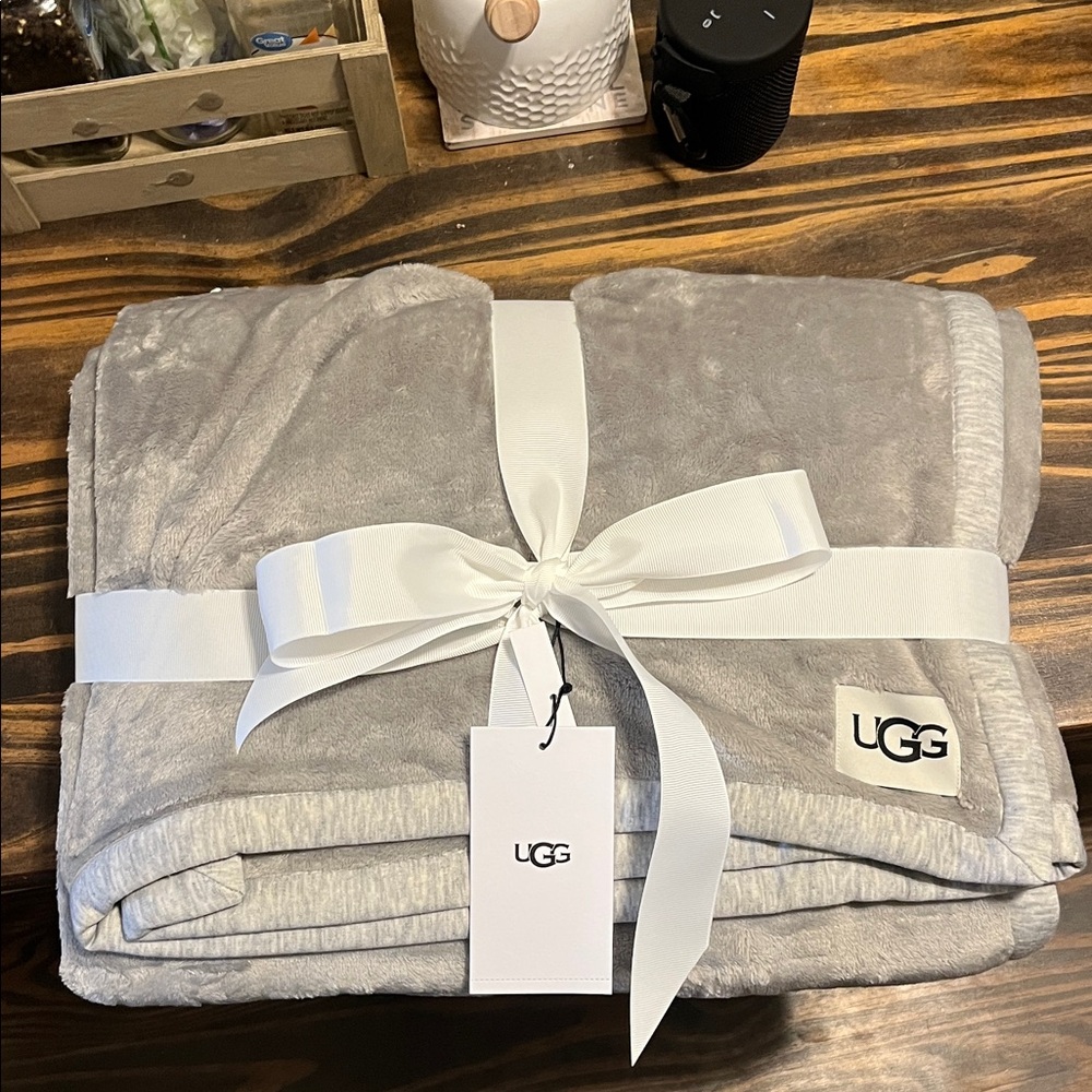 UGG Silver Plush Throw Blanket